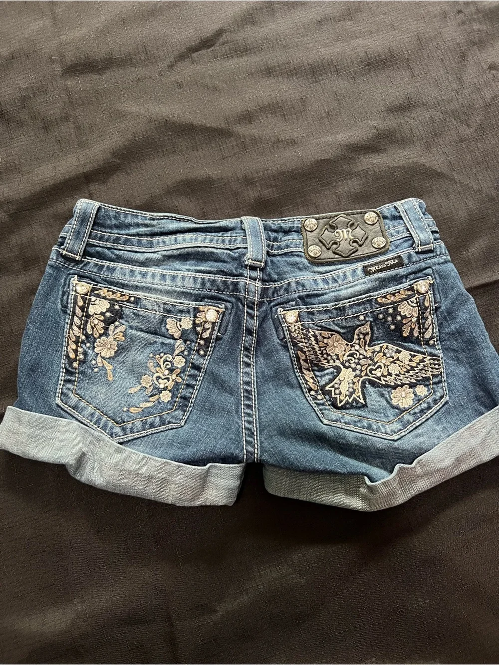 Miss Me Medium Wash Cuffed Denim Shorts - Blue